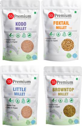 SS PREMIUM Millet Combo (Foxtail, Kodo, Little, Browntop) 4kg (1kg x 4 Packs) -100% Natural Mixed Millet