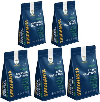 सिरिधन्य Unpolished and organic millets combo pack of 5, each millet 500g with Pouch, मिक्सड मिलेट