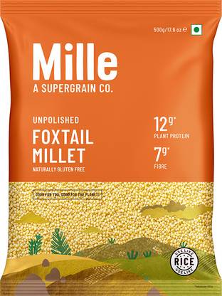 Millé: A Supergrain Co. Whole Grain, Kangani, Gluten Free, High Plant Protein &Fibre Foxtail Millet
