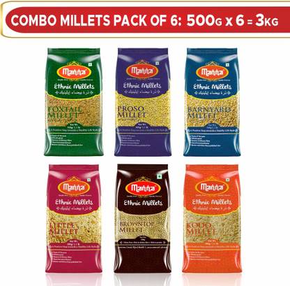 Manna Browntop, Foxtail, Kodo, Proso, Barnyard & Little High Fiber Unpolished Mixed Millet