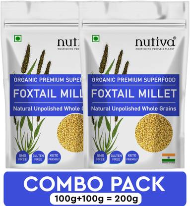 Nutiva Combo Pack of Unpolished Kangni/Foxtail Millet 100g (Navane/Kakum/Korralu/Thinai Foxtail Millet