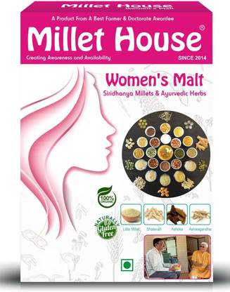 Millet House Women's Sprouted Millets Malt Ayurvedic Herbs Malt Organic Women Health Drink Mixed Millet