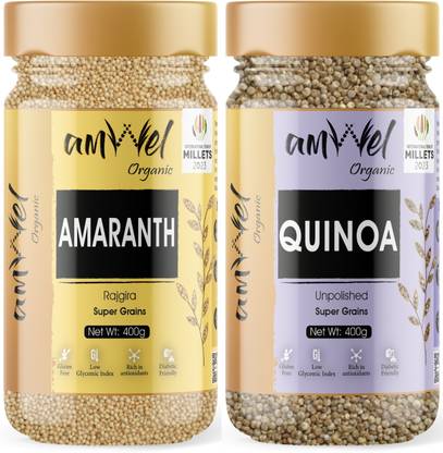 Amwel Combo of Amaranth Seeds + Quinoa Seeds (Super Grain|High Fiber) Pack of Two=800g Quinoa