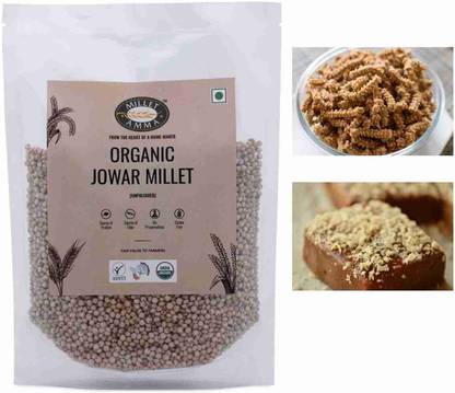 MILLET AMMA Organic Jowar Millet Grains, Unpolished Jowar, Rich In Calcium, Manganese Jowar
