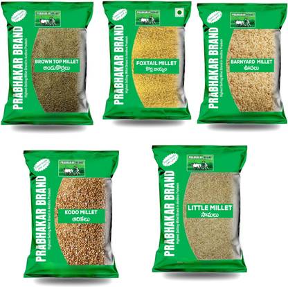 Prabhakar Brand Foxtail Millet ,Little Millet, Barnyard Millet,Kodo Millet,Browntop Millet Combo Jowar