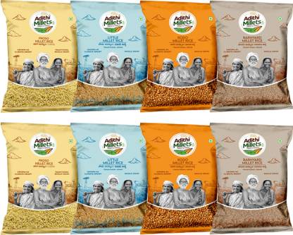Adithi Millets Siridhanya Unpolishd positive millet combo pack Proso/Little/Kodo(500gm*6Pac)3kg Mixed Millet