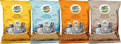 Adithi Millets Siridhanya Unpolished combo pack Foxtail/Litle/Kodo/Barnyard(500gm*4Pac)positive Mixed Millet