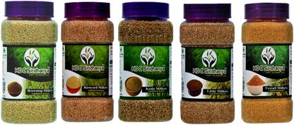HDC SIRIDHANYA (Unpolished & Organic) Natural Millets Combo Pack of 5 | Each Millets 500 Grm Packet , Foxtail , Kodo, Barnnyard, Little, Browntop, Nutrient , High Protein & 100% more Fibre than Wheat grain Little Millet