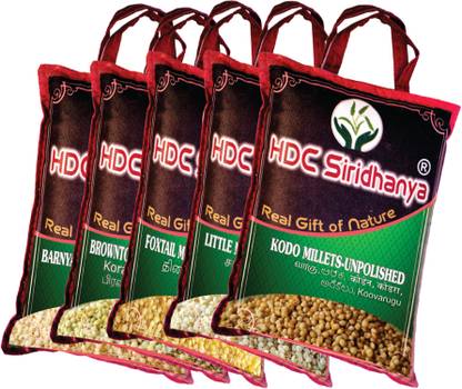 HDC SIRIDHANYA Unpolished and organic Kodo,Little, Foxtail, Barnyard and Browntop Mixed Millet