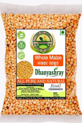 Dhanyashray Maize Corn (Whole) 500gm | Sabut Makka Grain (Yellow Maize) , Raw Makkai Corn