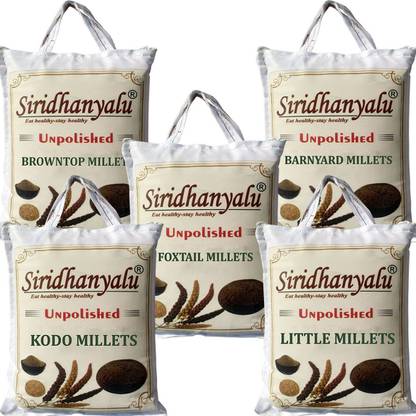 siridhanyalu unpolished and organic (kodo, little, barnyard, foxtail and browntop 920gm) Mixed Millet