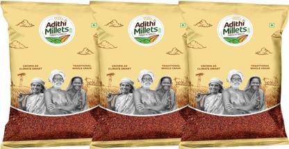 Adithi Millets Siridhanya Unpolished ORGANIC RAAGI MILLET positive grains pack of (500gm*3Pac) Ragi