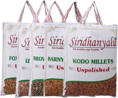 siridhanyalu Unpolished and Organic Kodo, Little, Barnyard, Foxtail and Browntop 250gm) Mixed Millet