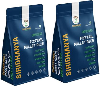 SIRIDHANYA Unpolished and organic foxtail millet combo pack Gwt. with pouch, high in fiber, Foxtail Millet