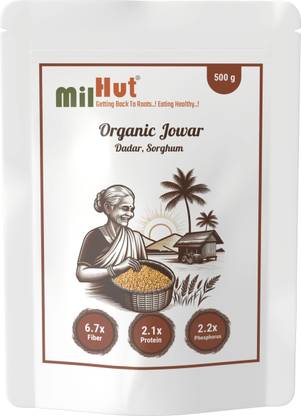 MilHut Organic Whole Grain Jowar (Sorghum) Millet – 500g |Gluten-Free Jowar