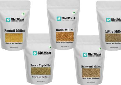 SiriMart siridhanya millets combo pack 1 kg, 5 Khadar wali millets, High Protein & Fibre Mixed Millet