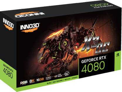 Inno3D GEFORCE RTX 4080 16GB X3 OC GDDR6X 16 GB NVIDIA Chipset 256 bit 2550 MHz Graphics Card