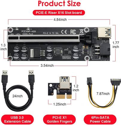 HASTHIP VER009s Plus PCIE Riser, PCIE Cable 6 Pin 1X to 16X Powered Pcie Riser Adapter DDR3 1 GB Intel Chipset 64 bit 589 MHz Graphics Card