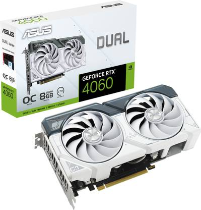 ASUS Dual NVIDIA GeForce RTX 4060 OC 8GB GDDR6 Gaming Graphics card white GDDR6 8 GB NVIDIA Chipset 128 bit 2505 MHz Graphics Card
