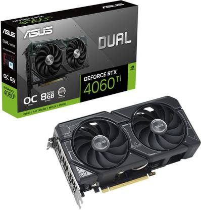 ASUS DUAL RTX4060TI OC 8GB GDDR6 Gaming Graphics card GDDR6 8 GB NVIDIA Chipset 128 bit 2565 MHz Graphics Card
