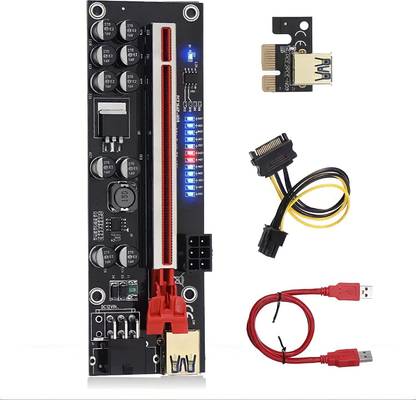 LipiWorld VER012-PRO Riser Card 10 Capacitors PCI-E 1X to 16X V012 Pro Riser Card GDDR4 16 GB NVIDIA Chipset 64 bit 120 MHz Graphics Card