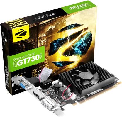 ZEBRONICS GT730 GDDR3 4 GB NVIDIA Chipset 64 bit 1333 MHz Graphics Card