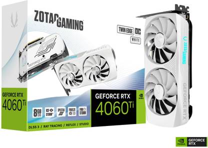 ZOTAC GAMING GeForce RTX 4060 Ti 8GB Twin Edge OC White Edition GDDR6X 8 GB NVIDIA Chipset 128 bit 2565 MHz Graphics Card