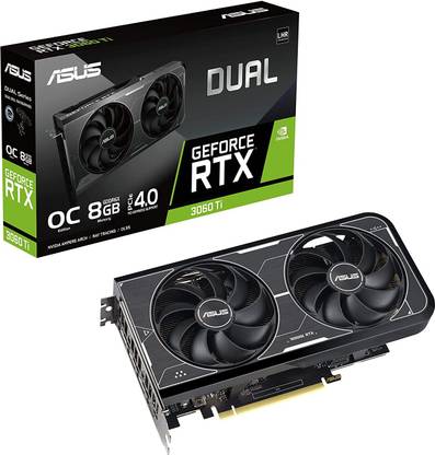 ASUS Dual GeForce RTX 3060 Ti OC Edition 8GB GDDR6X with two Axial-tech fans GDDR6X 8 GB NVIDIA Chipset 256 bit 1710 MHz Graphics Card