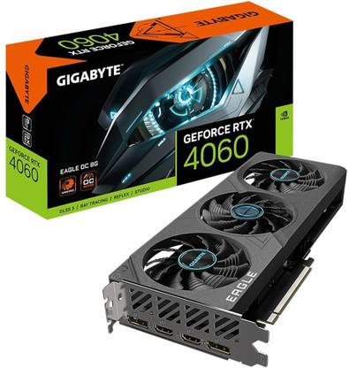 GIGABYTE Geforce RTX 4060 Eagle Oc 8G, 3X Windforce Fans, 128-Bit Gddr6, Gv-N4060Eagle GDDR6 8 GB NVIDIA Chipset 128 bit 17000 MHz Graphics Card