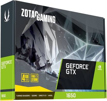 ZOTAC GAMING GEFORCE GTX1650 DUAL FAN GDDR6 4 GB NVIDIA Chipset 128 bit 1590 MHz Graphics Card