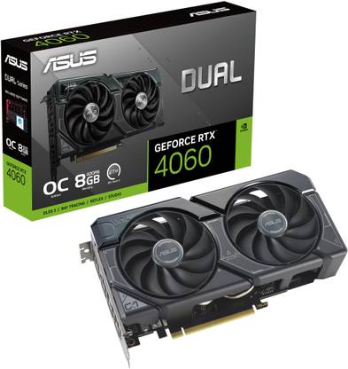 ASUS Dual NVIDIA GeForce RTX 4060 OC Edition 8GB GDDR6 Gaming Graphics card GDDR6 8 GB NVIDIA Chipset 128 bit 2505 MHz Graphics Card