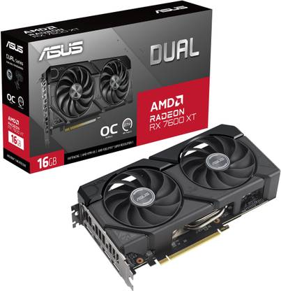 ASUS Dual Radeon RX 7600 XT OC Edition GDDR6 16 GB AMD/ATI Chipset 128 bit 2801 MHz Graphics Card