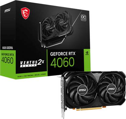 MSI GeForce RTX 4060 VENTUS 2X BLACK 8G OC GDDR6 8 GB NVIDIA Chipset 128 bit 2505 MHz Graphics Card