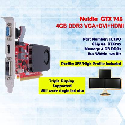 REO GTX 745 TC2P0 DDR3 4 GB NVIDIA Chipset 128 bit 1033 MHz Graphics Card