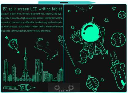Bestor LCD Writing Pad 15 Inch Portable Ruff LCD Paperless Memo Digital Tablet E-Writing/Drawing Pad for Kids 12.5 x 8.8 inch Graphics Tablet