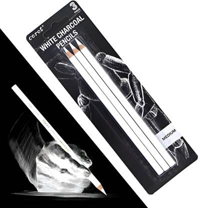 MAAVAISHNO White Color Charcoal Pencil for Expressive Portrait, Drawings, Shading on Black Pencil