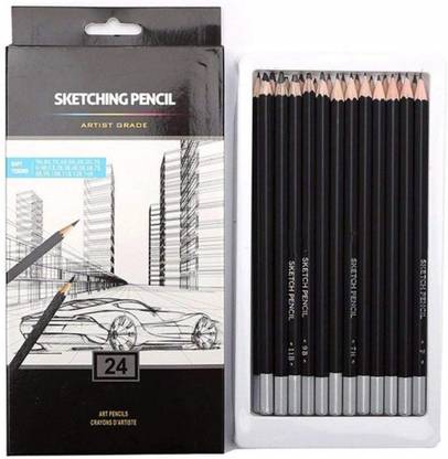 KABEER ART Fine Art Drawing and Sketching Pencils-24Pcs,Black Pencil