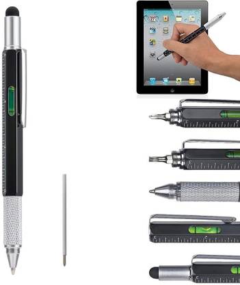 PRETOX Aluminum Unique 6 In 1 Pen Multitool Touch-Screen Stylus Tech-Tool Pen Pencil