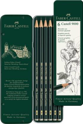 FABER-CASTELL 6 GRAPHITE PENCILS OF SUPERIOR QUALITY - HB, B, 2B, 4B, 6B, 8B Pencil