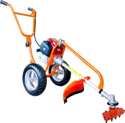 DVI 35cc 4 Stroke Trolley Brush Cutter With Vertiller Attachment For Agriculture Fuel Grass Trimmer
