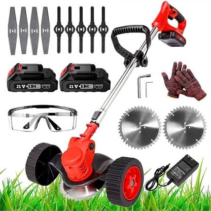 SHOPOGENIX 48V Electric Grass Cutter Cordless Brush Cutter with Battery and Charger Cordless Grass Trimmer