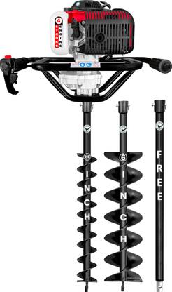 DVI 142CC 4 Stroke Petrol Engine Earth Auger with 2.5 Inch + 6Inch Double Spiral Bit Fuel Grass Trimmer