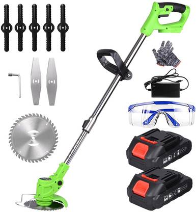 GIGAWATTS 2 in 1 Cordless Grass Trimmer & Brush Cutter with 2 PCS 1500mAh Battery & Blades Corded Grass Trimmer
