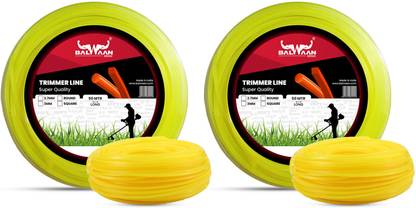 Balwaan Trimmer Line Pack of 2/Nylon Rope Bundle for Brush Cutter (50m, 3mm Round)/ Grass Cutter/Weeder/Trimmer/Tap n Go Cordless Grass Trimmer