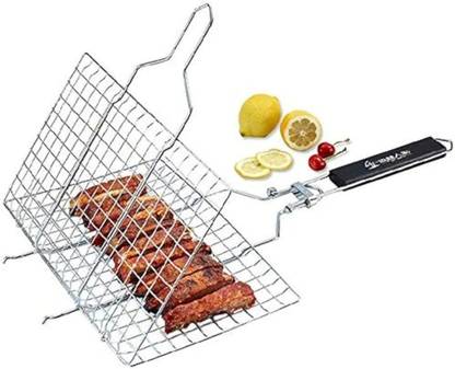 Techgets Techgets Steel portebal baarabekyoo bbq gril net baasket rost griling Glider Rack Grill