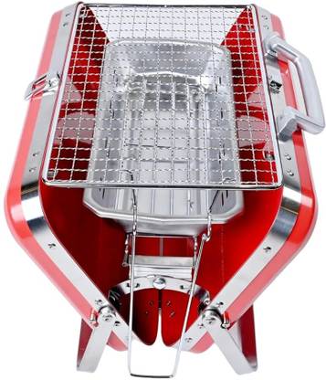 Mojo MOJO Charcoal Barbeque Grill with Tray & 5 Skewers, Portable Stainless Steel Glider Rack Grill