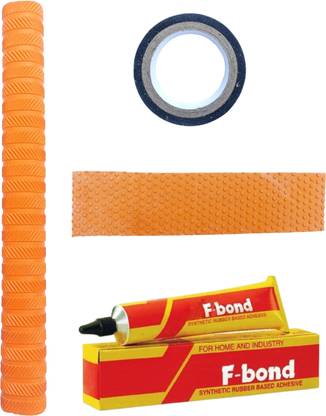 RaiGen Orange Cricket Bat Grip Combo - Includes Orange Toe Guard, Black Tape & Adhesive Chevron