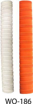 Y2M Pair of 2 cricket bat handle grip (1 white + 1 orange grip) MSD-186 Ultra Tacky