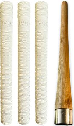 LIVOX 3 White Color Dynamic Texture Cricket Bat Grips And Wooden Cone Ultra Tacky