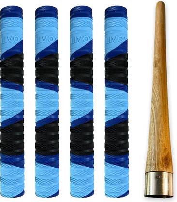 LIVOX Comfortable Fit 6 Cricket Bat Grips With One Wodden Grip Cone Ultra Tacky
